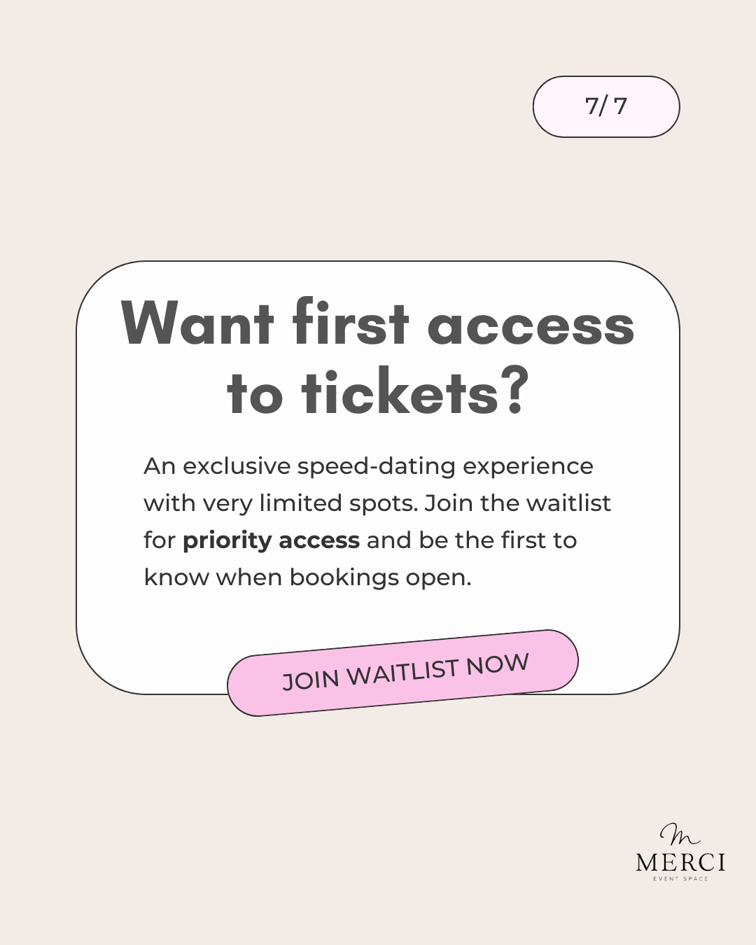 WAITLIST: MERCI MEETS -SPEED DATING LAUNCHING SEPTEMBER 2026